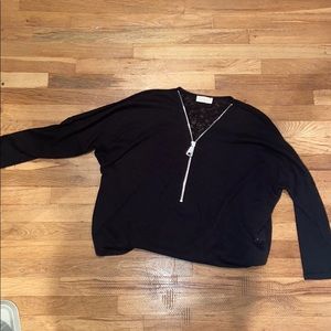 NWOT Quarter-zip over sized semi sheer sweater